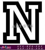 Bold Block Letter N Alphabet Font SVG