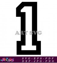 Bold Black Number One Clip Art Design SVG