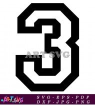 Black Number Three Clip Art Design Bold SVG