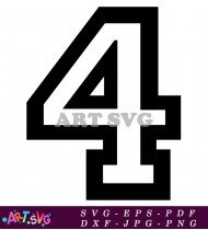 Number Four Black Clip Art Design Bold SVG