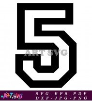 Black Bold Number Five Clip Art Design SVG