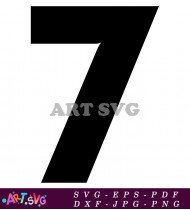 Black Bold Number Seven Clip Art Design SVG