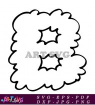 Fluffy Cloud Letter B Clipart Outline SVG 2