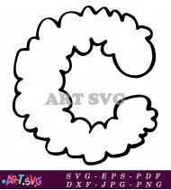 Fluffy Cloud Letter C Clipart Outline SVG 2