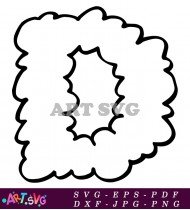 Fluffy Cloud Letter C Clipart Outline SVG 3