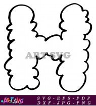 Fluffy Cloud Letter H Clipart Outline SVG 1