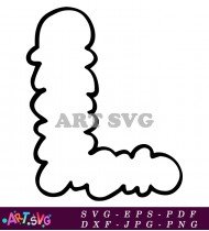 Fluffy Cloud Letter N Cartoon Illustration SVG