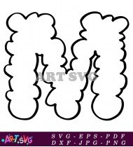 Fluffy Cloud Letter P Cartoon Illustration SVG