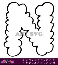 Fluffy Cloud Letter R Cartoon Illustration SVG