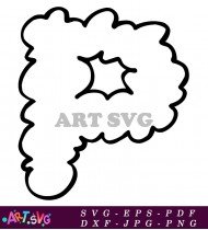 Fluffy Cloud Letter V Cartoon Illustration SVG