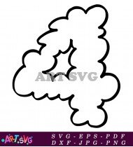 Black And White Cloud Shape Number Five SVG