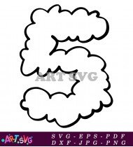 Number Six Cloud Shape Coloring Book Page SVG