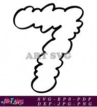 Outline Cloud Shape Number Ten For Kids SVG 1