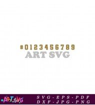 Gold Foil Print Number Stencil Design Element SVG