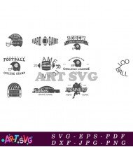 College Football Team Badge Logo Design Set SVG