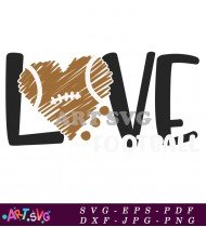 Love Football Brown Heart Graphic Design SVG