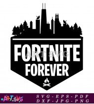 Fortnite Forever Logo Design Black and White SVG