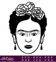 Black And White Illustration Of Frida Kahlo SVG 1