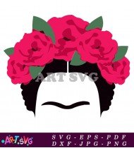 Frida Kahlo Silhouette With Floral Headband SVG