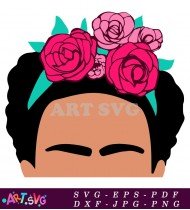 Frida Kahlo Drawing With Flower Crown SVG