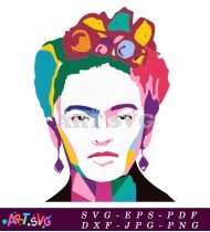 Colorful Frida Kahlo Abstract Portrait SVG