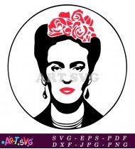 Frida Kahlo Portrait Illustration In Black SVG