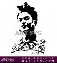 Frida Kahlo Silhouette With Floral Details SVG