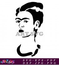 Black and White Frida Kahlo Portrait SVG