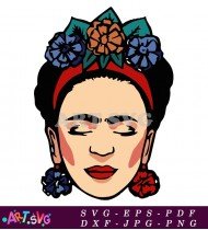 Frida Kahlo Colorful Illustration Portrait SVG