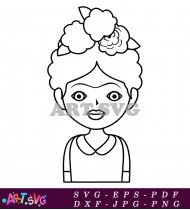 Frida Kahlo Sketch Simple Portrait SVG