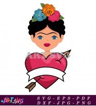 Frida Kahlo Heart Arrow Drawing SVG