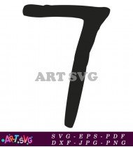 Bold Black Number Seven Illustration Clipart SVG