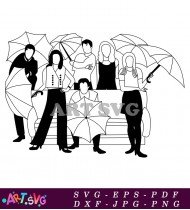 Friends TV Show Characters Group Umbrella SVG