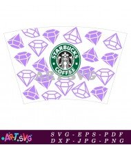 Cute Purple Diamond Starbucks Coffee Sleeve SVG