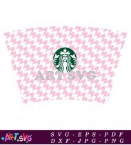 Starbucks Coffee Cup Pink Houndstooth Pattern SVG