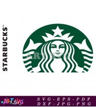 Simple Green Starbucks Logo Circle Design SVG