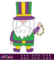 Mardi Gras Gnome Hat Beads Green Purple SVG 1