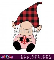 Cute Gnome With Red Plaid Hat SVG