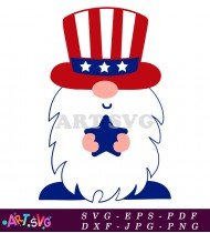 Patriotic Gnome with Star and Red White Blue SVG