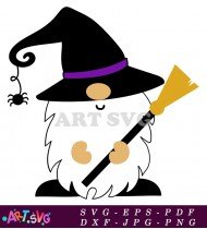 Funny Witch Gnome With Black Hat Costume SVG