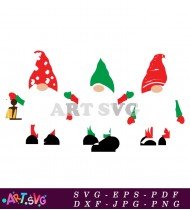 Gnome Holding Gift With Holly Berry SVG