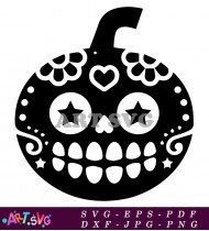 Sugar Skull Pumpkin Halloween Design SVG 3