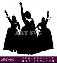 Hamilton Musical Three Female Characters Silhouette SVG