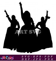 Silhouette Of Hamilton Cast Members On Stage SVG