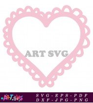 Pink Lacy Heart Shape Romantic Design SVG