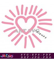 Sunburst Rays Pink Heart Design SVG