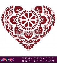 Mandala Design Heart Pattern For Valentines Day SVG