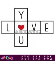 Crossword Puzzle With Valentines Day Heart SVG