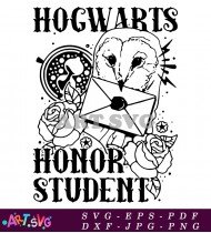 Hogwarts Honor Student Design Black White SVG 1