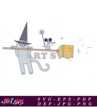 Harry Potter Cat On Broom Design SVG